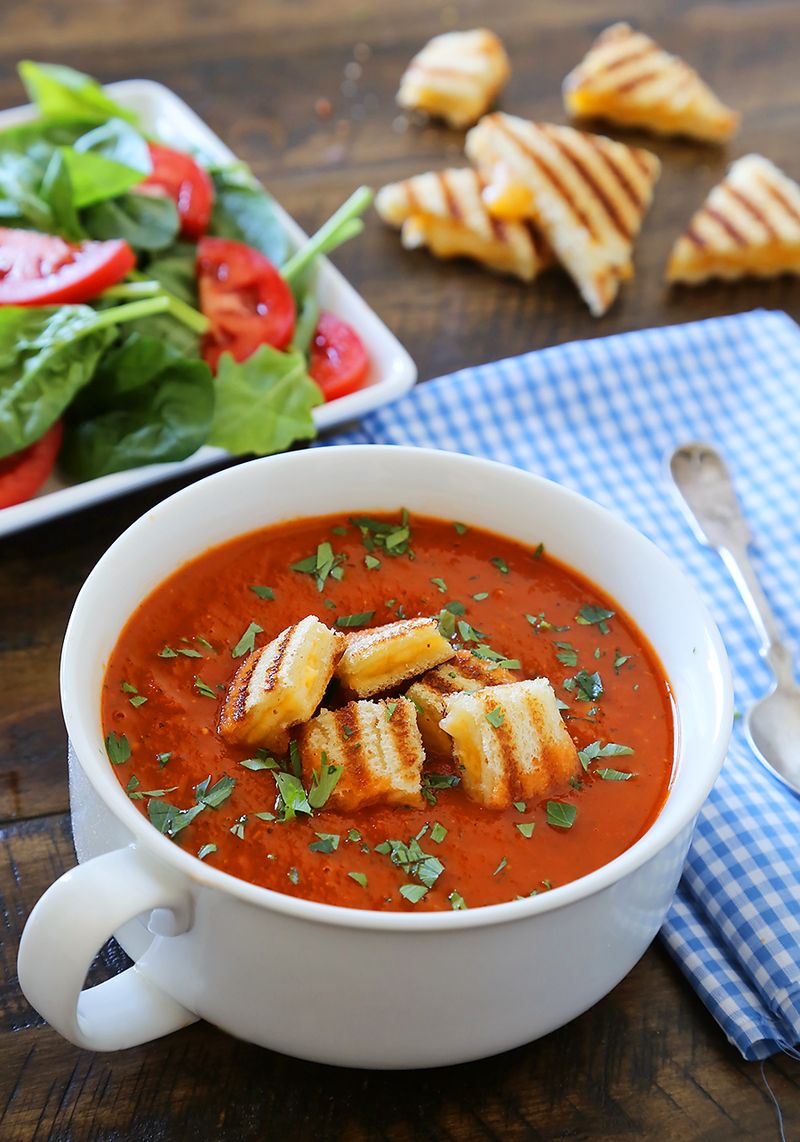 Tomato Basil “Pantry” Soup with Grilled Bread