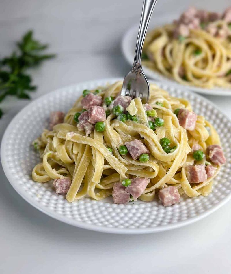 Ham and Pea Alfredo