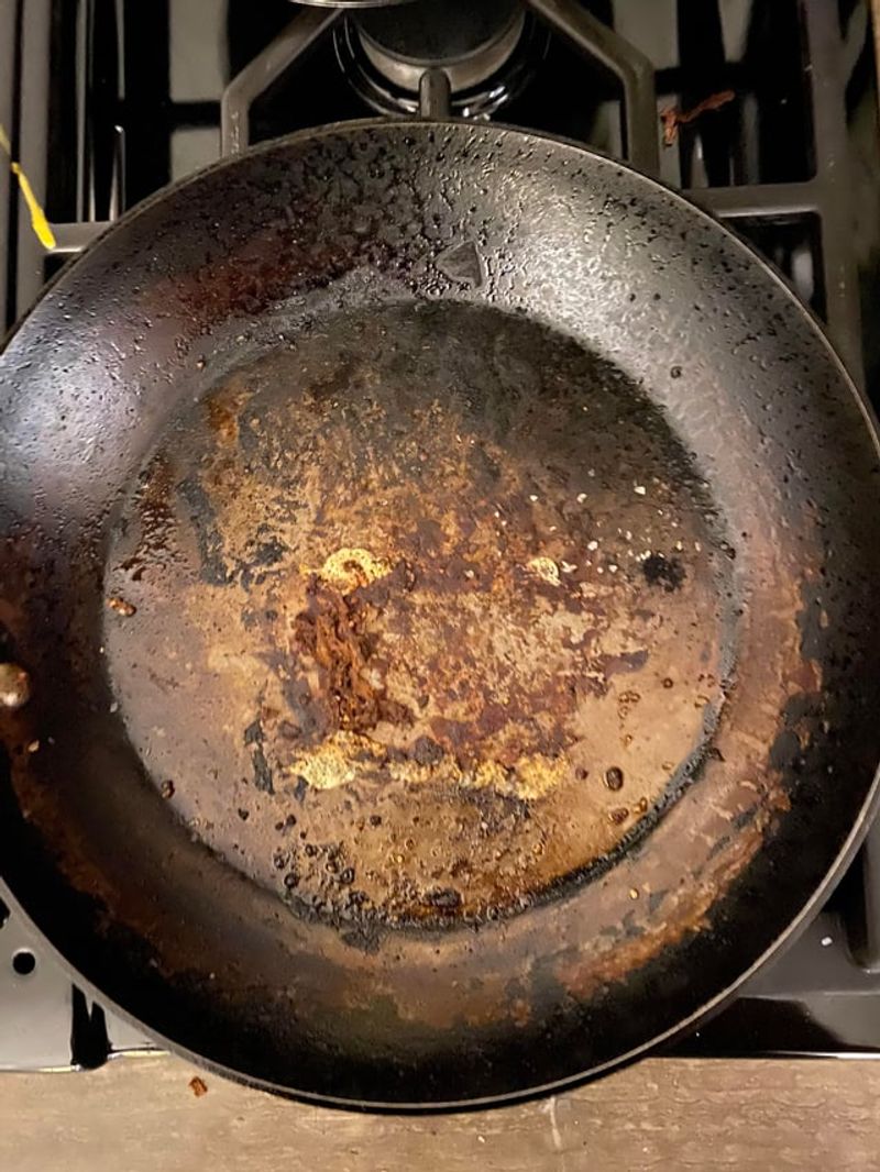 Cheese scorches on the bottom of the pan