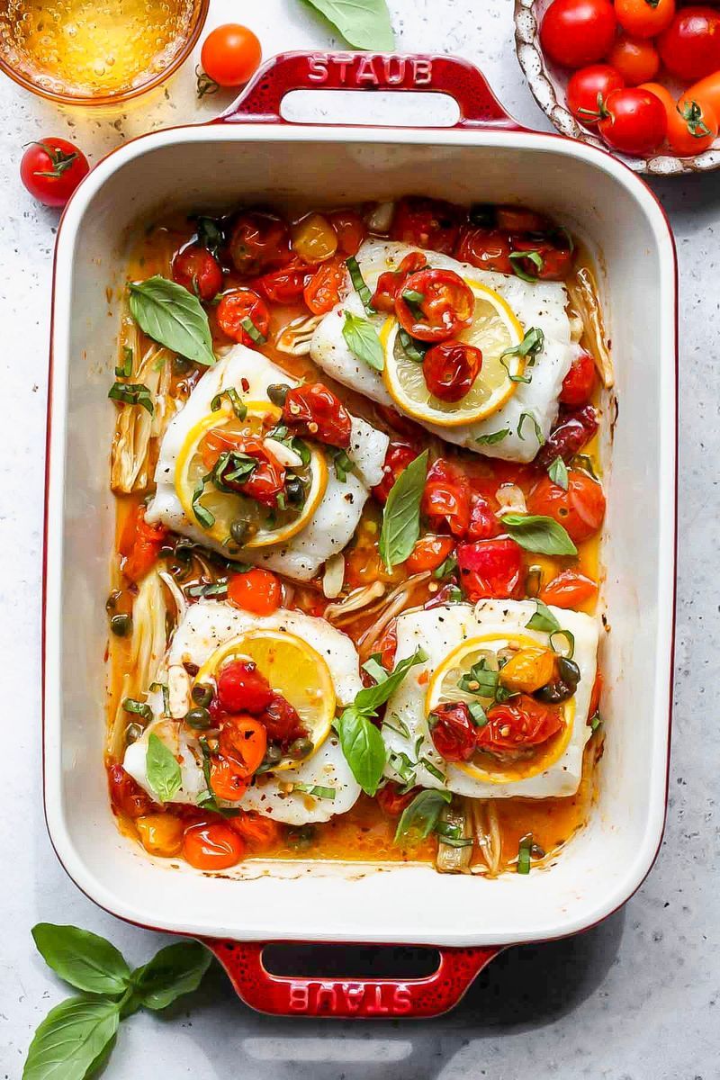 Mediterranean Baked Cod with Tomatoes and Capers