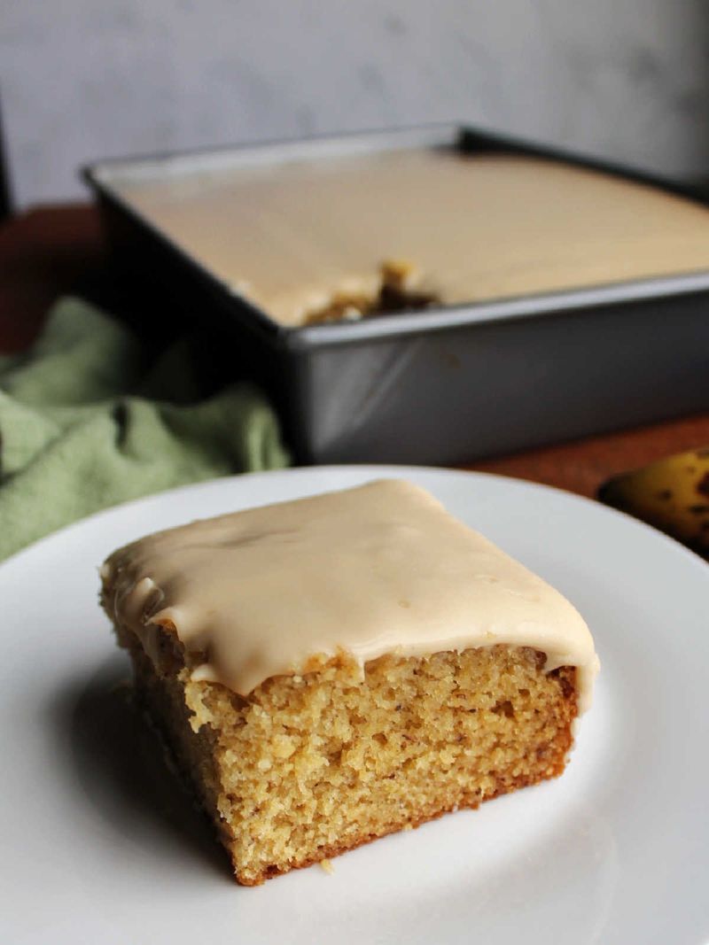 Banana Sheet Cake with Brown Sugar Frosting