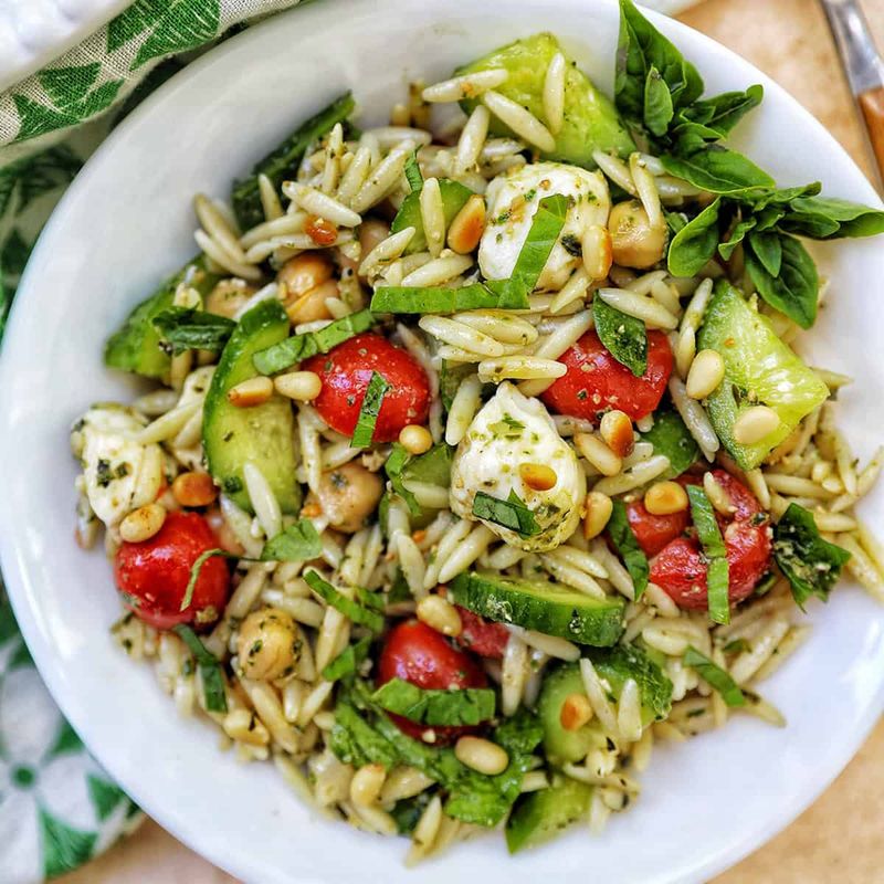 Pesto Orzo with Roasted Veggies