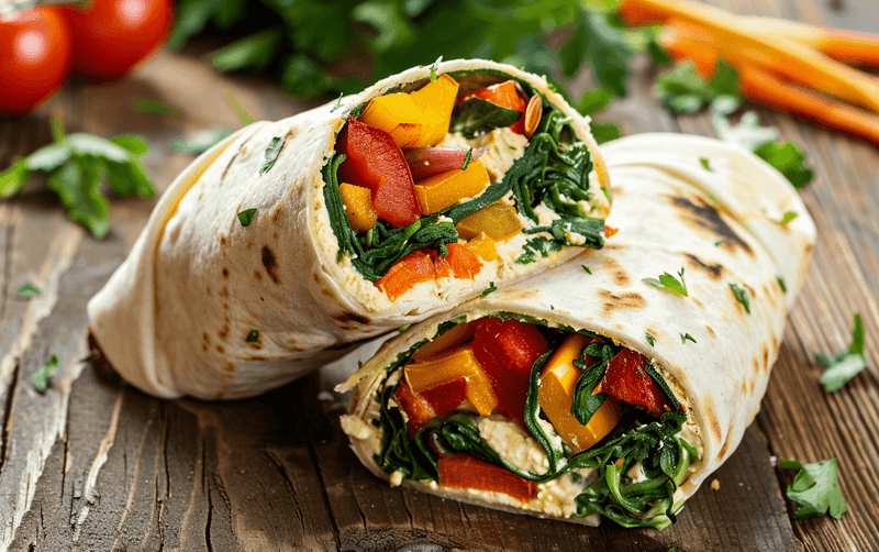 Hummus And Roasted Veggie Wrap