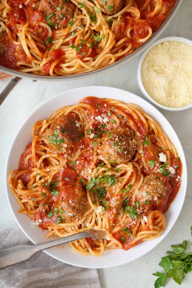 Spaghetti With Jarred Marinara And Meatballs