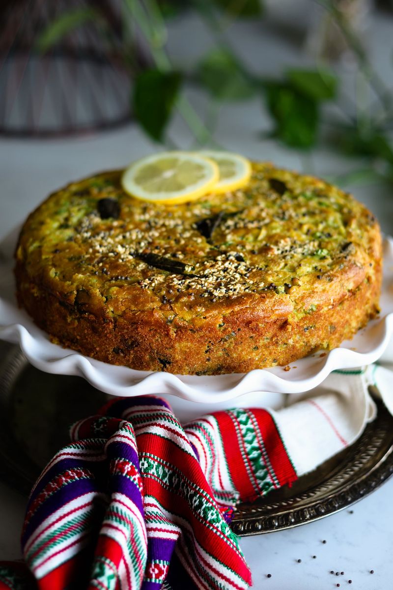 Curry Chickpea and Scallion Savory Cake