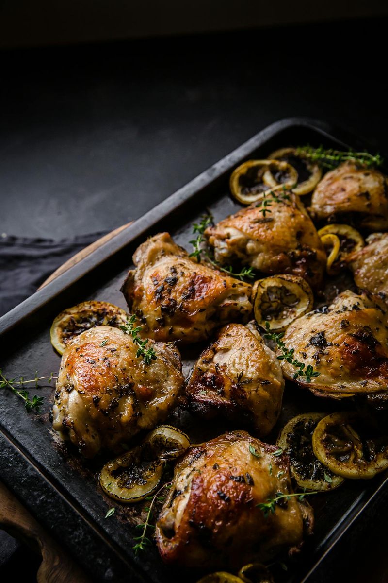 Crispy Skin Lemon Herb Chicken Thighs