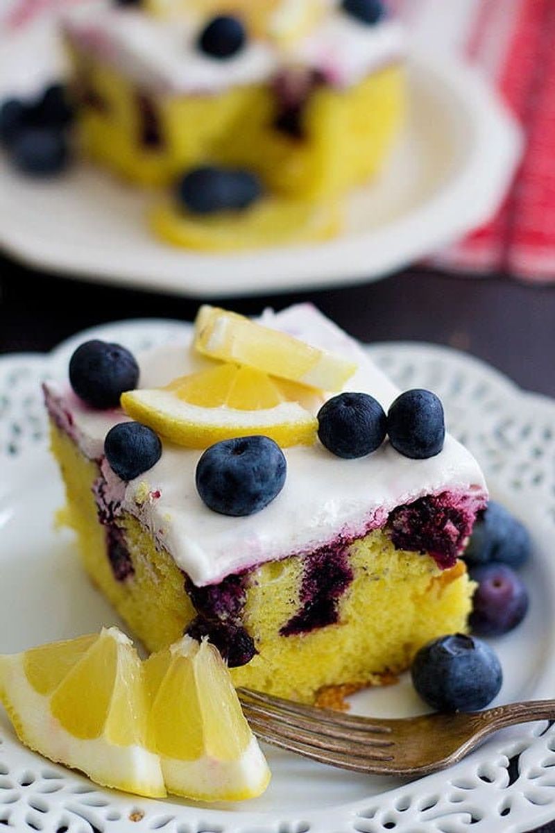 Lemon Blueberry Poke Cake