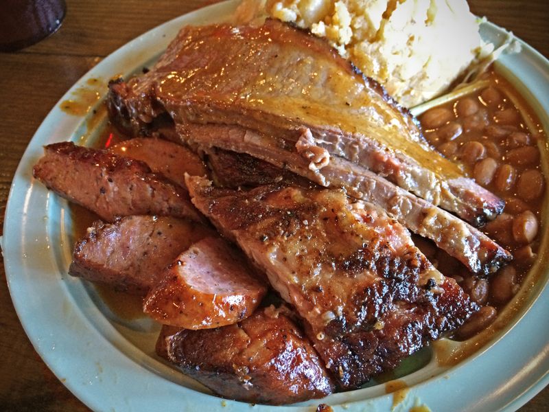 The Salt Lick BBQ — Barbecue plate and brisket