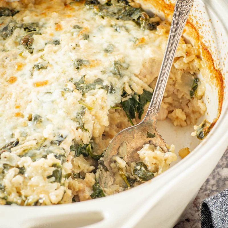 Cheesy Spinach and Rice Casserole