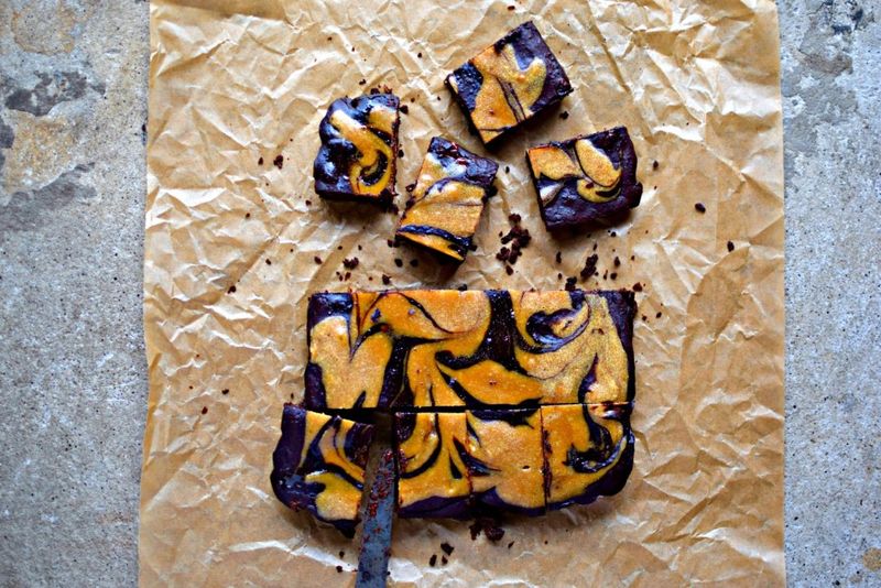 Espresso Salted Tahini Brownie Bars