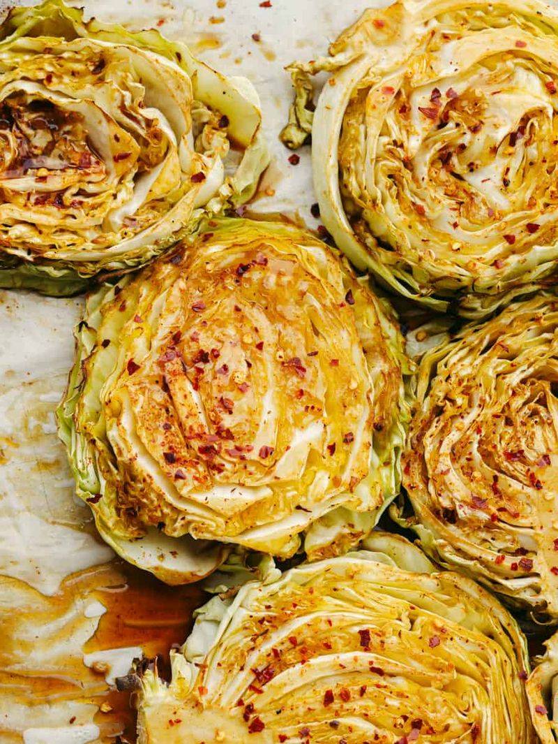 Roasted Cabbage Steaks with Chili Honey