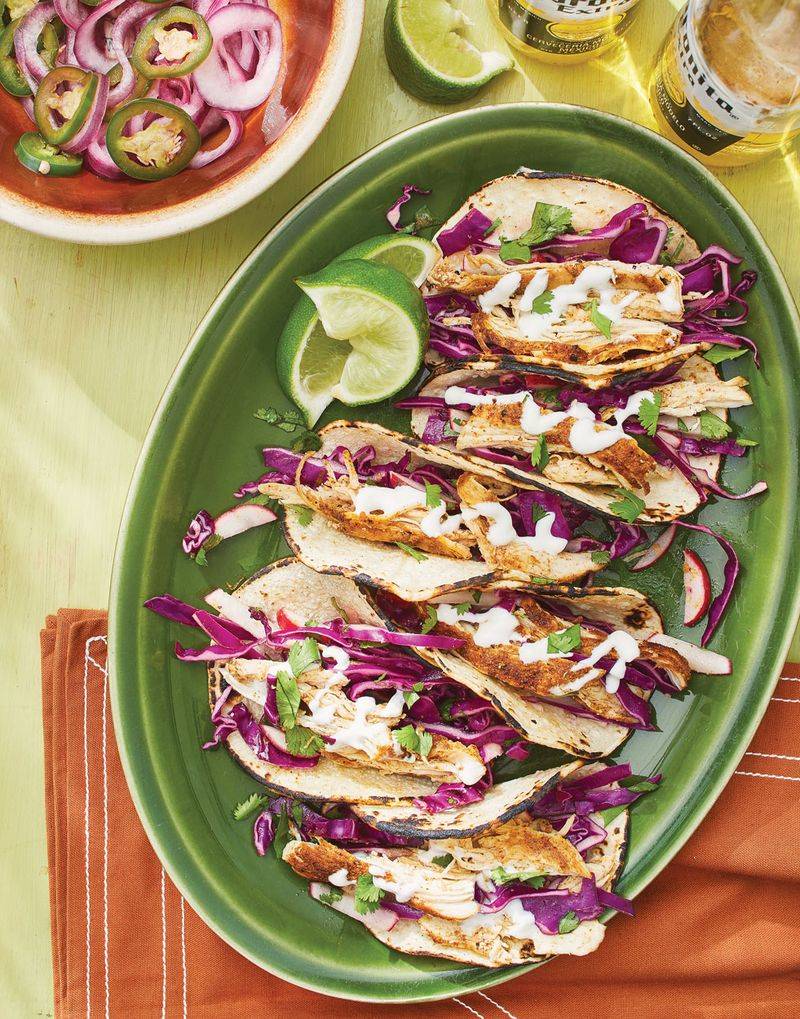 Lime-Garlic Chicken Tacos With Cabbage Slaw