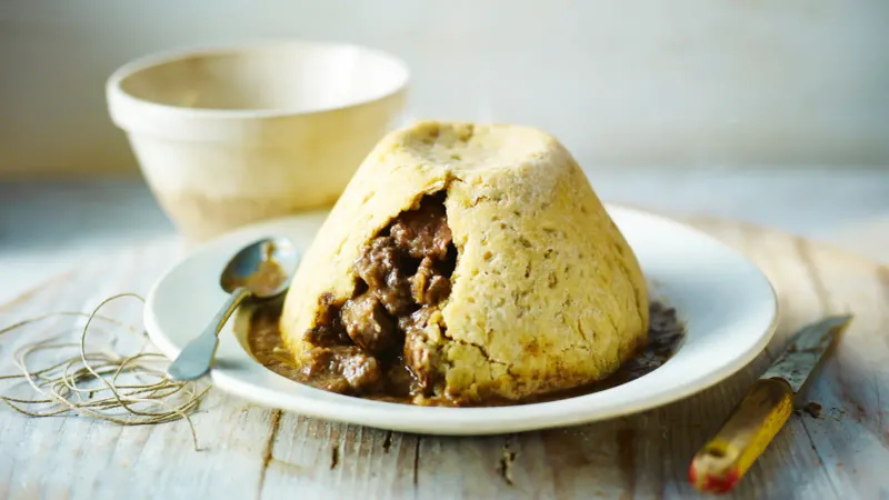 Kidney pudding or steak-and-kidney pudding
