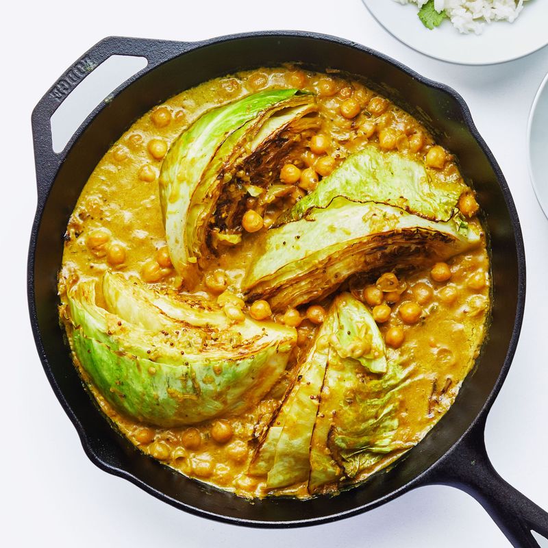 Coconut Curry Cabbage with Lentils