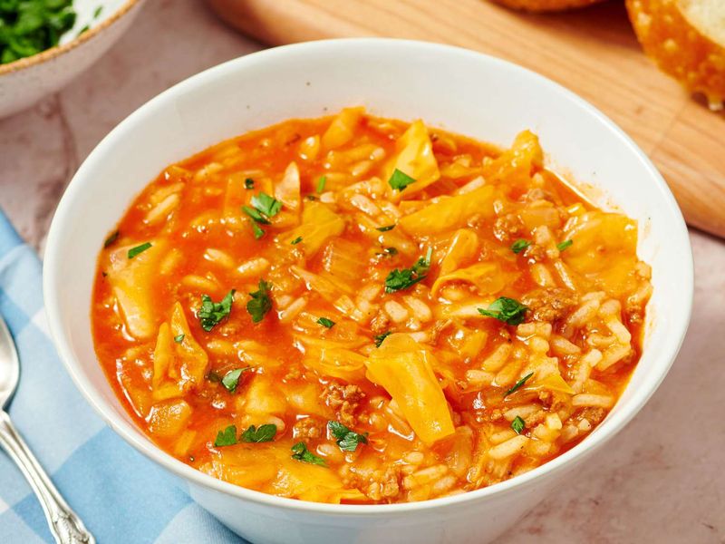 Tomato Cabbage Soup With Rice