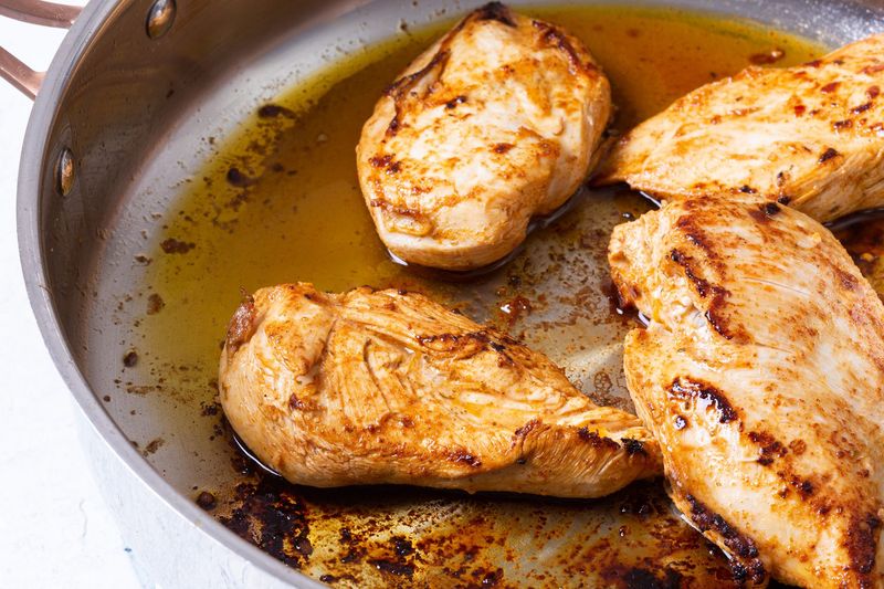 Boneless, skinless chicken breast cooked to dryness