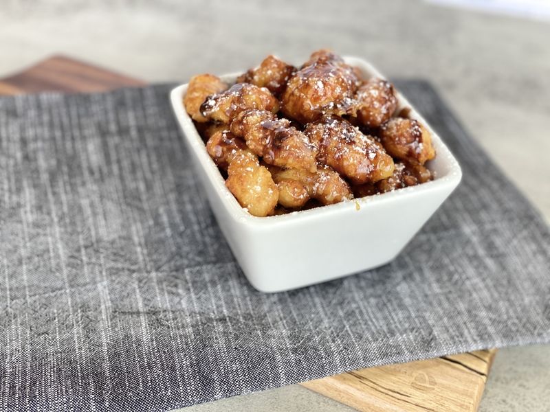Deep-Fried Cheese Curds with Caramel Dip (Wisconsin)