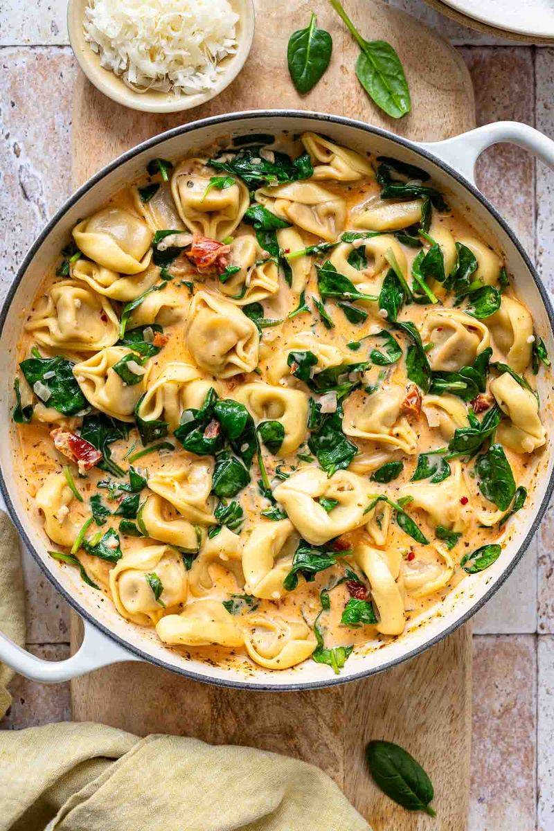 One-Pan Creamy Tortellini with Spinach
