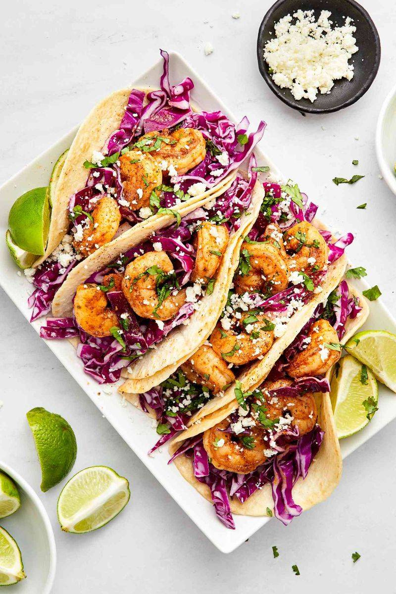 Blackened Shrimp Tacos With Creamy Slaw