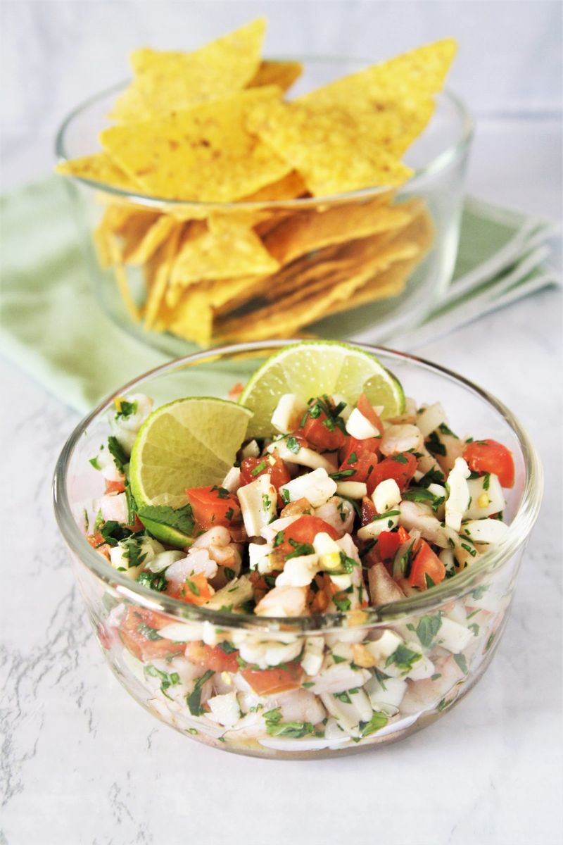 Shrimp Ceviche With Tortilla Scoops