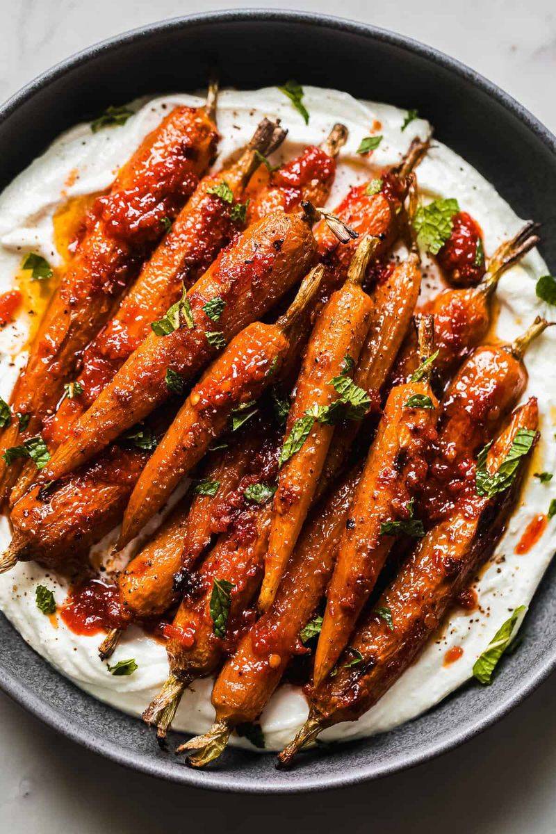 Harissa Roasted Carrots with Yogurt