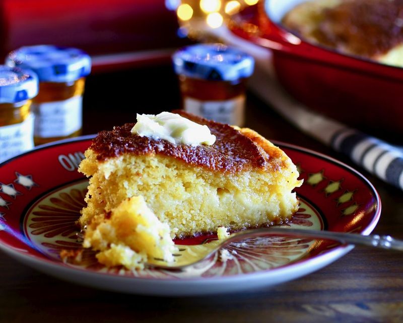 Salted Honey Cornbread Custard Cake