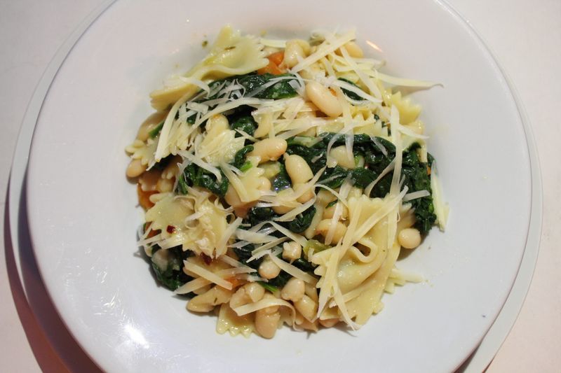 Tuscan Kale and Farfalle with White Beans