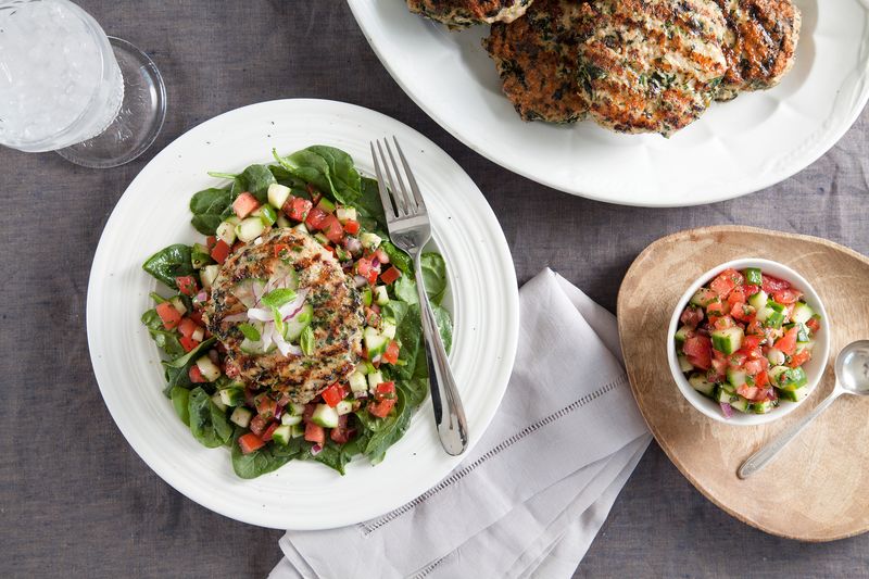 Turkey Burger Patties with Simple Salad