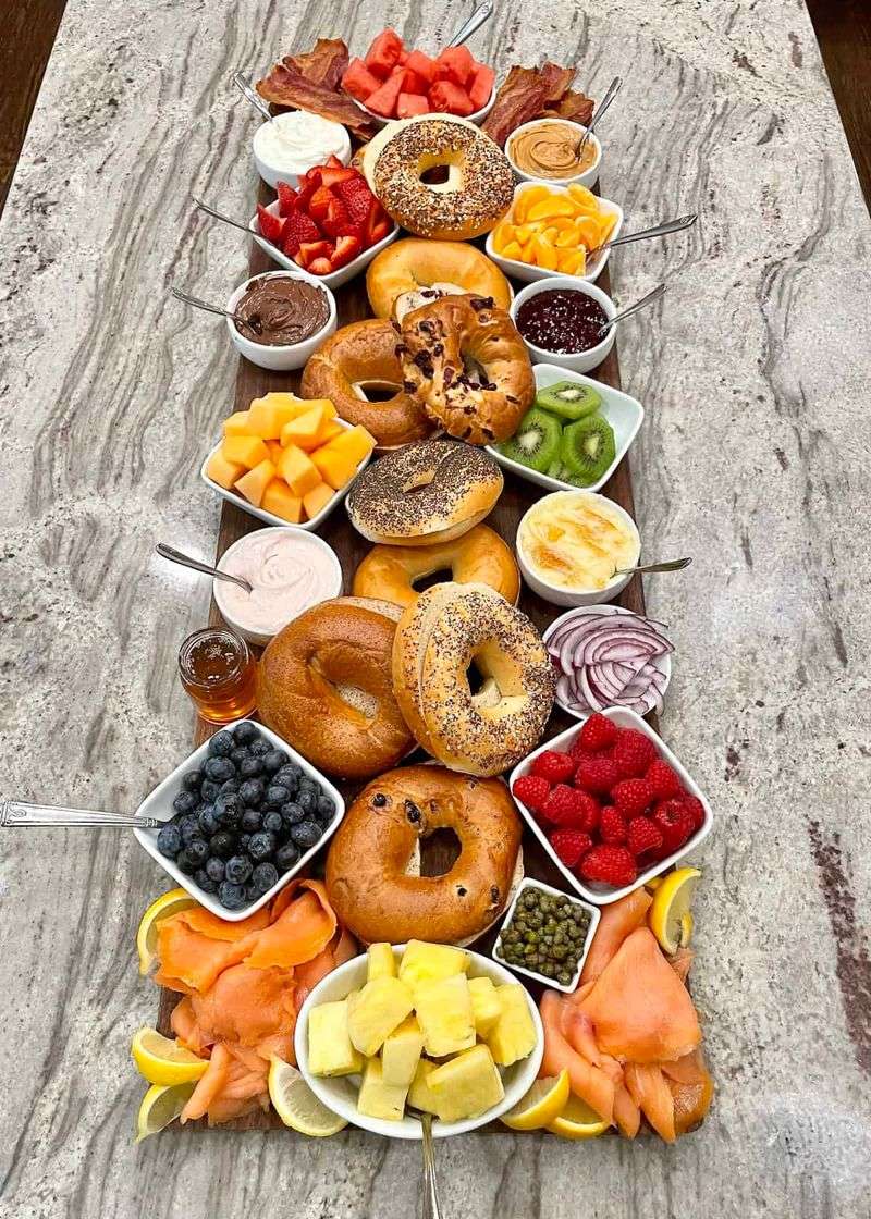 Bagel Board With Spreads And Toppings