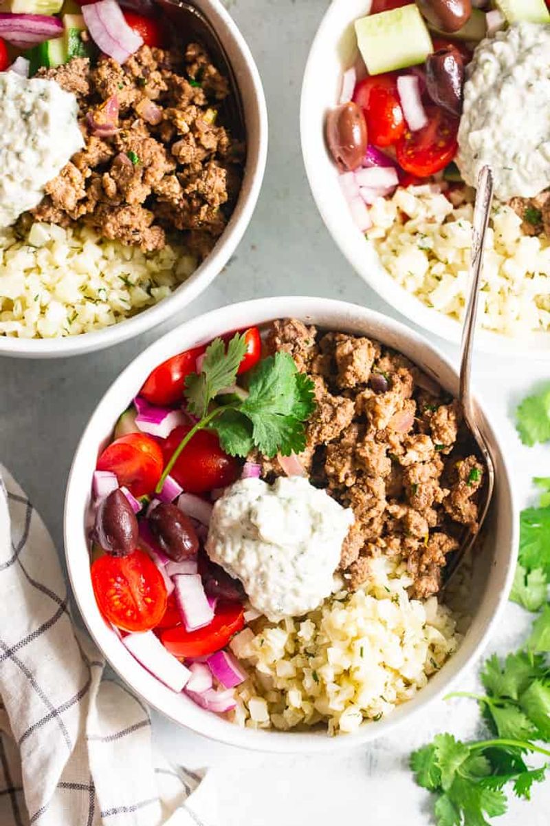 Lamb gyros-style bowls
