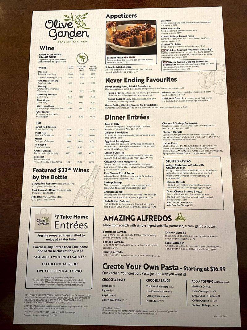 Overly long menu with everything