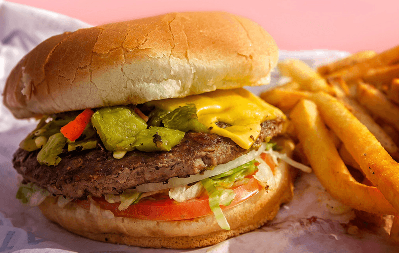 New Mexico - Blake’s Lotaburger Green Chile Cheeseburger with Seasoned Fries
