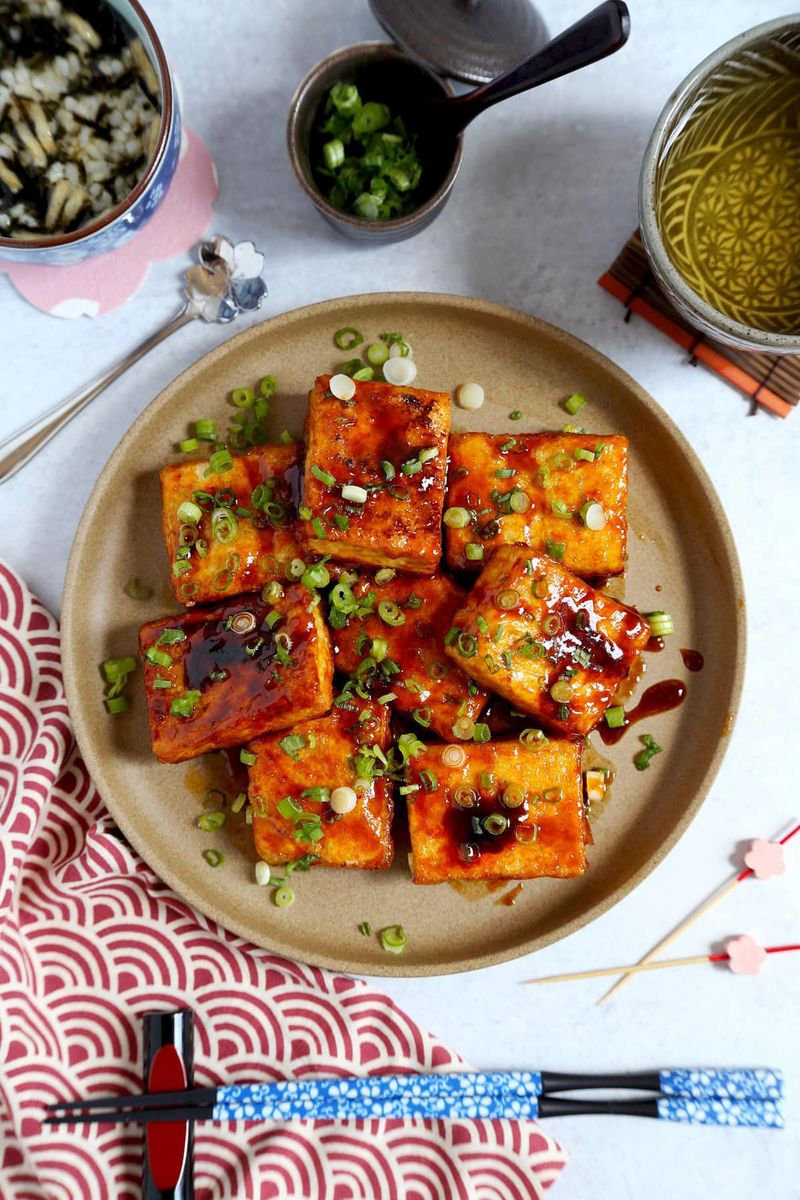 Plum Ginger Glazed Tofu