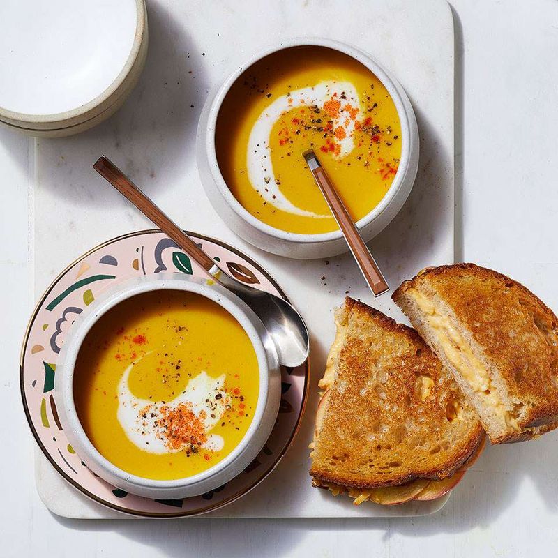 Butternut Squash Soup + Chicken Salad Sandwich