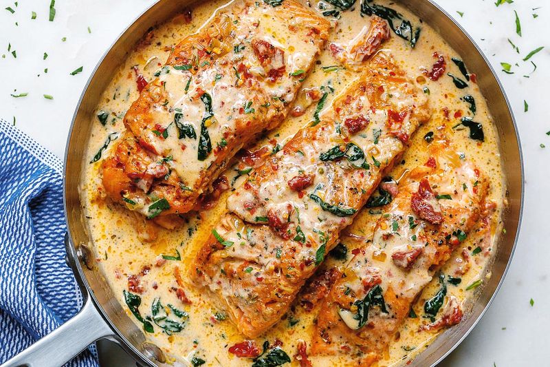 Creamy Tuscan Salmon Casserole