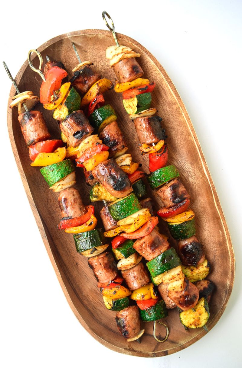Cajun Sausage And Veggie Skewers