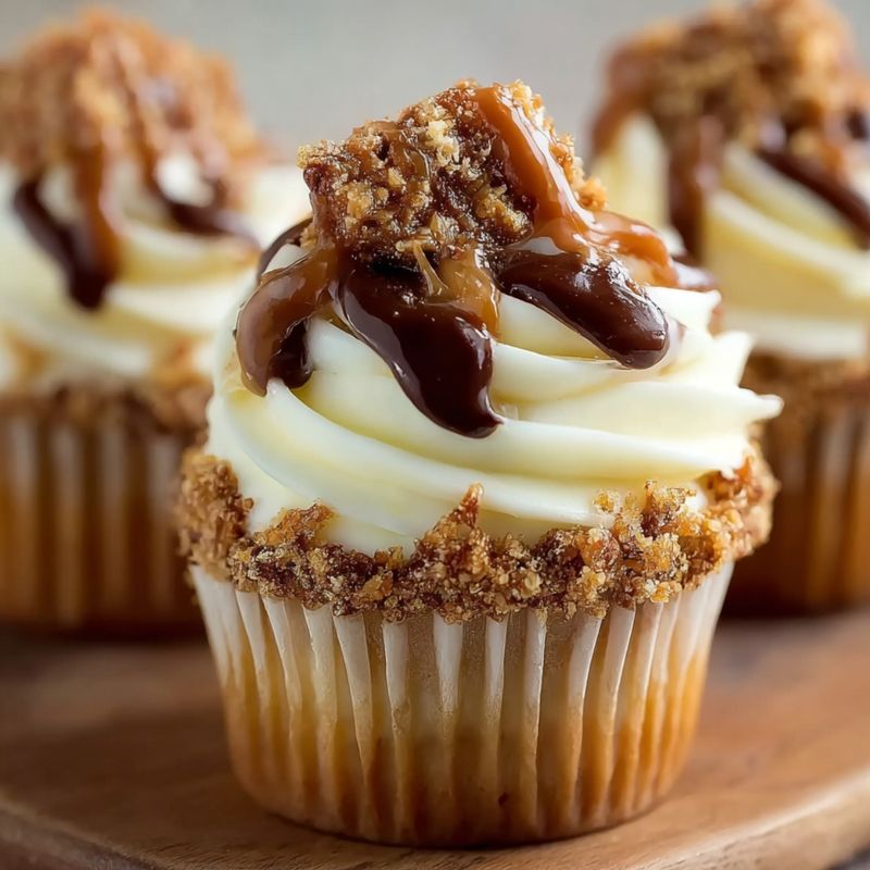 Salted Caramel Toffee Crunch Cupcakes