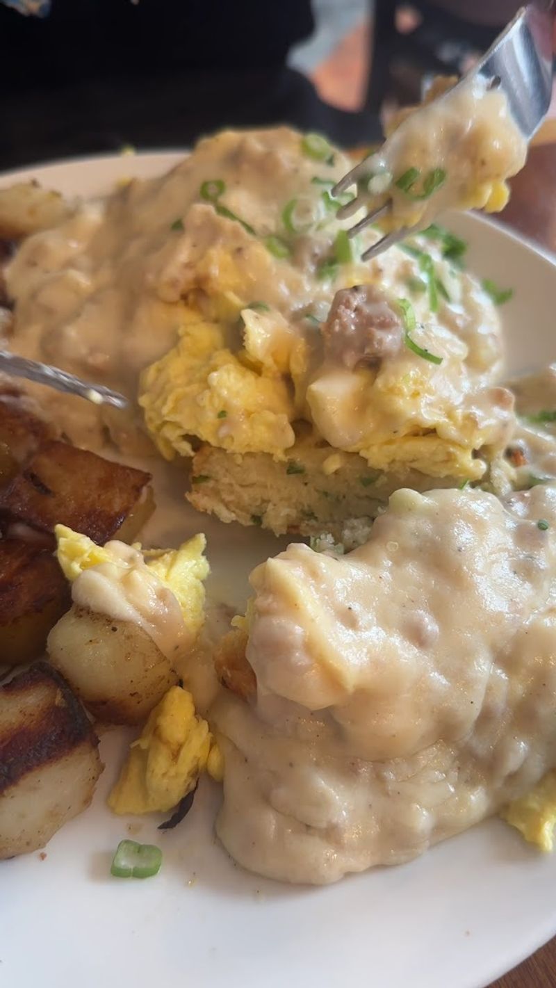 Cheddar Scallion Biscuits with Sausage Gravy