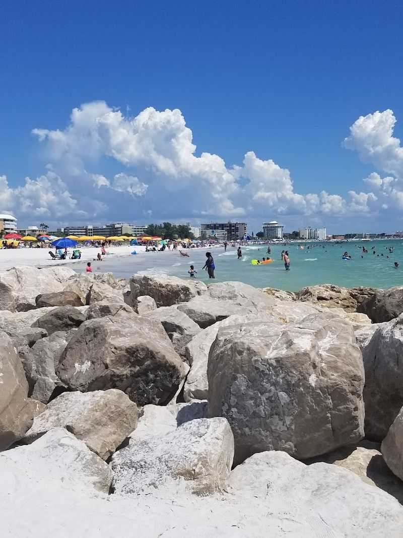 Rock Jetties Creating Protected Swimming Zones