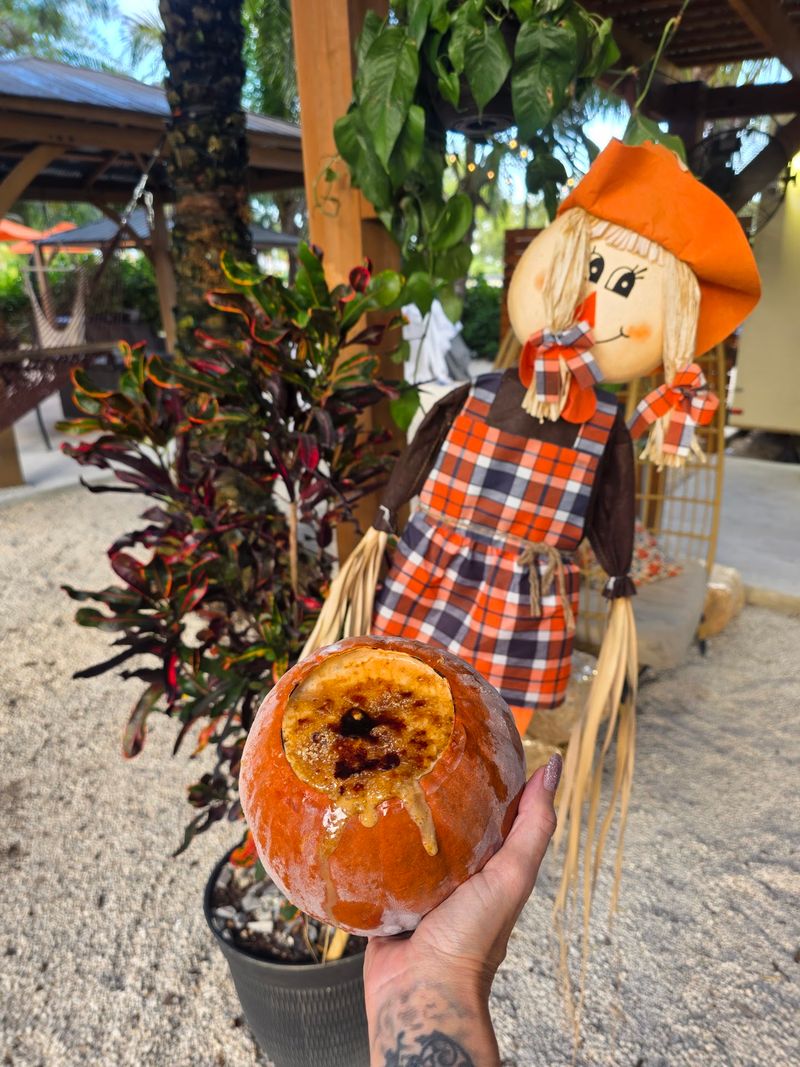 A Pumpkin Spice Latte Served in a Tiny Pumpkin
