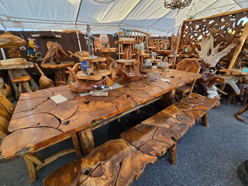 Handcrafted Materials: Metal, Stone, And Teak