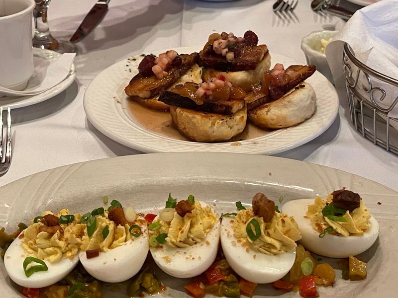 Deviled Eggs Topped With Pork Belly