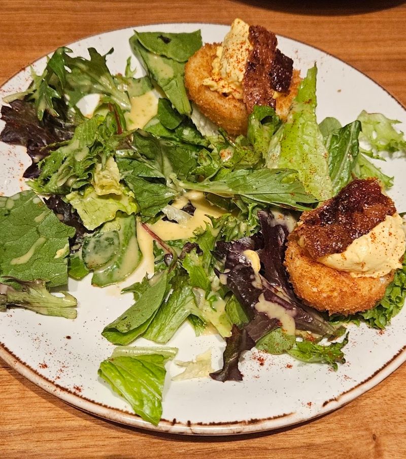 Crispy Deviled Eggs With Candied Bacon