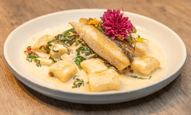 Seared Jumbo Scallops with Green Pea Risotto