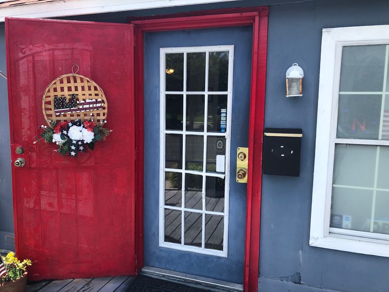 The Blue House With the Red Door and Hearts of Gold