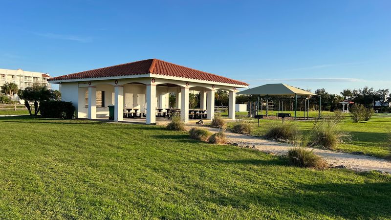Covered Pavilion With Picnic Tables and Grills