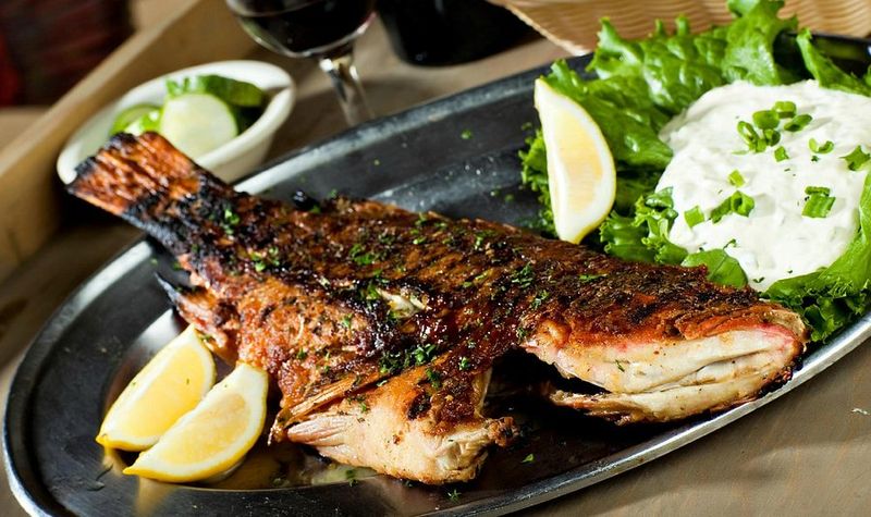 Cedar-plank Gulf snapper or mangrove snapper