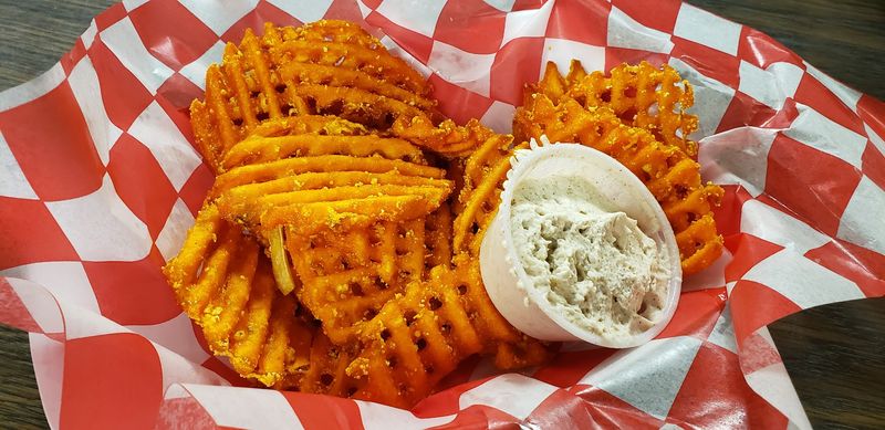 Sweet Potato Waffle Fries with Cinnamon Dip