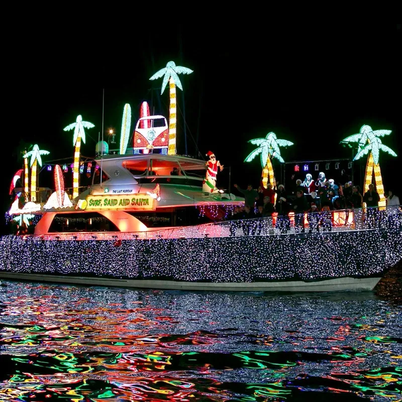 Boat Parades Covered in Christmas Lights