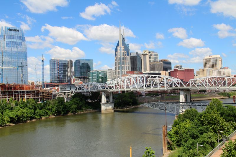 Walk across the John Seigenthaler Pedestrian Bridge